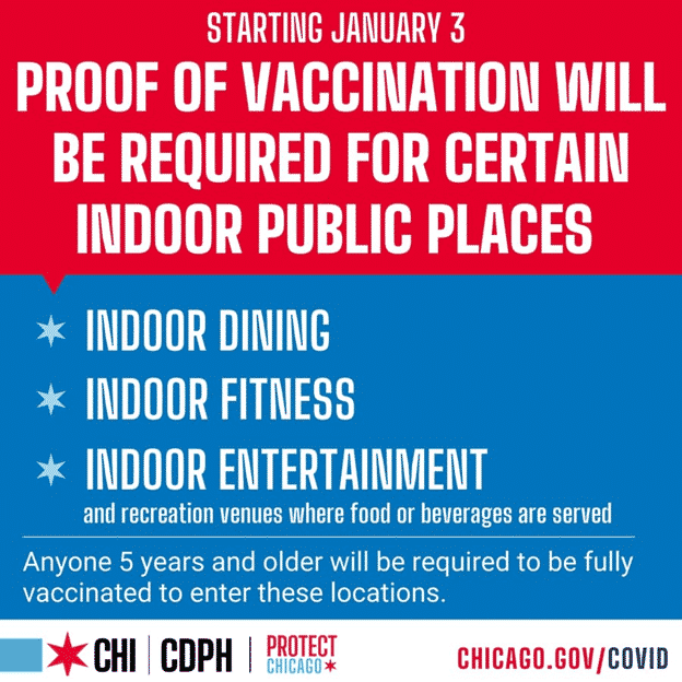 Chicago proof of vaccination advertisement graphic
